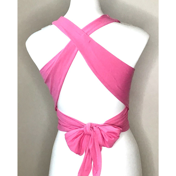 Le Lis Collection Pink Knit Wrap Halter Top Size Small - Picture 2 of 8